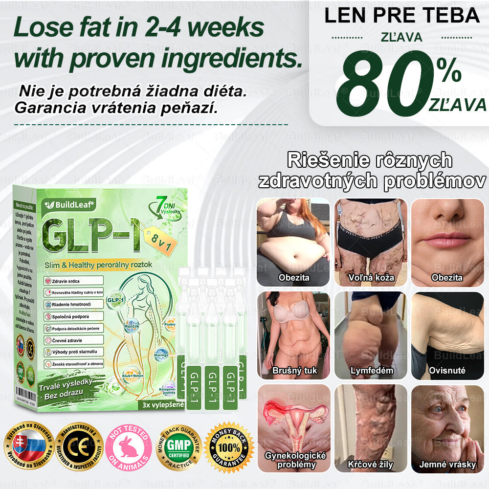 🍀🧑‍⚕️🍀BuildLeaf® GLP-1 8-v-1 Fit & Vital Perorálny Roztok (Len raz denne, viditeľné zmeny už za 7 dní) Pre obezitu, kardiovaskulárne ochorenia, cukrovku, spánkové apnoe, zdravie čriev, problémy s kĺbmi a ďalšie