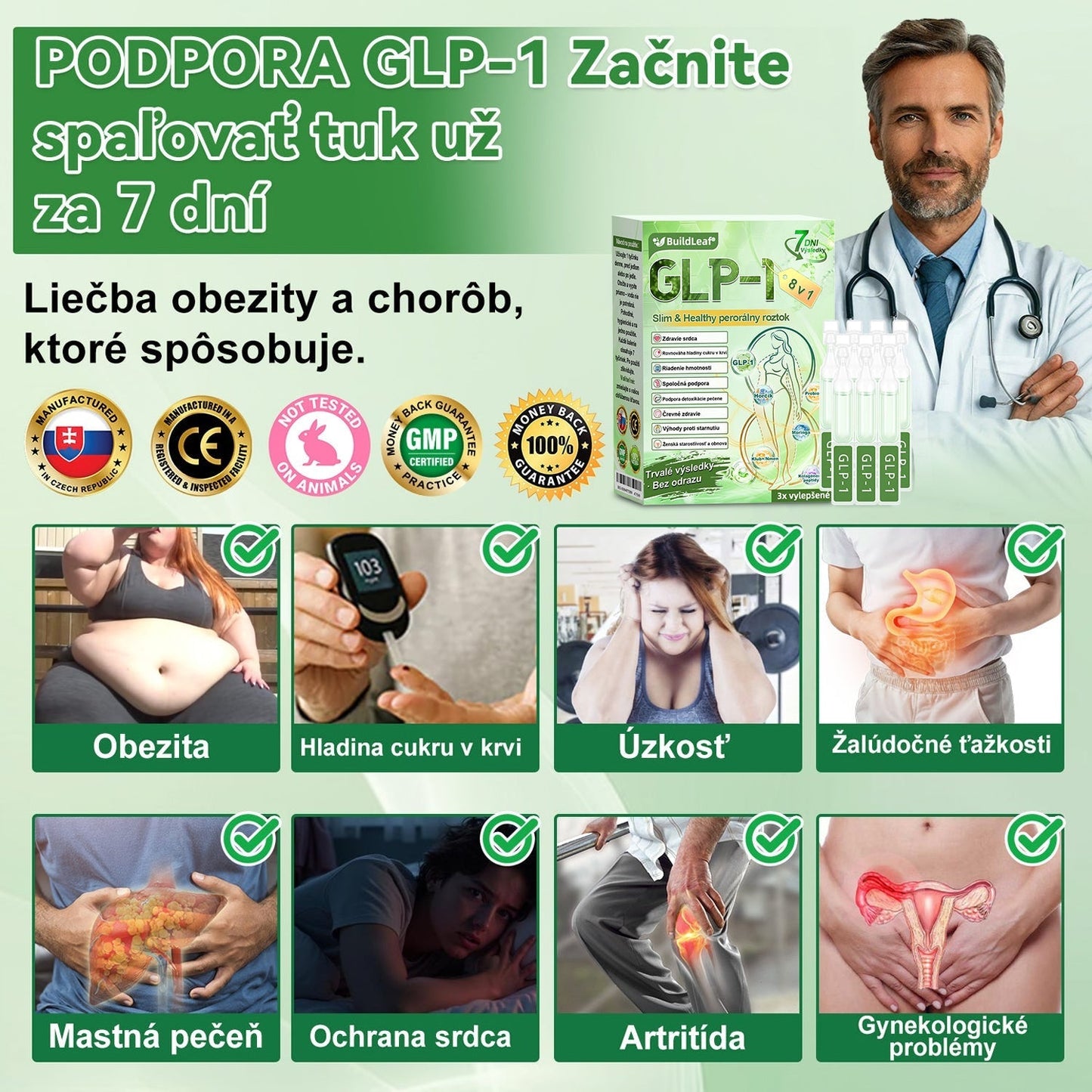 🍀🧑‍⚕️🍀BuildLeaf® GLP-1 8-v-1 Fit & Vital Perorálny Roztok (Len raz denne, viditeľné zmeny už za 7 dní) Pre obezitu, kardiovaskulárne ochorenia, cukrovku, spánkové apnoe, zdravie čriev, problémy s kĺbmi a ďalšie